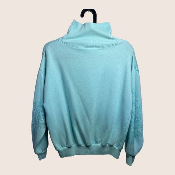 ❄️ VINTAGE GITANO UGLY CHRISTMAS SNOWFLAKE SWEATSHIRT MINT GREEN SMALL - Picture 5 of 6